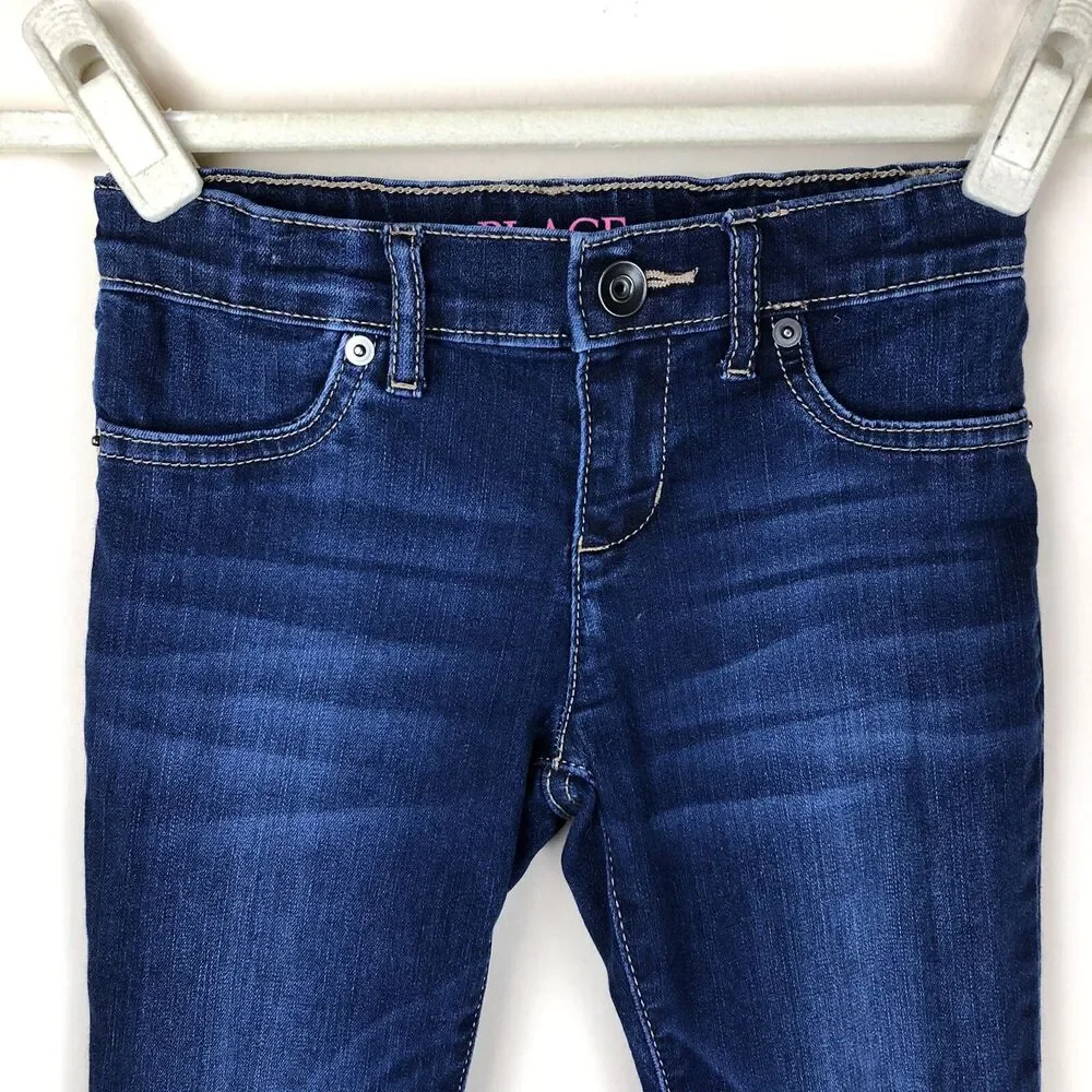 The Childrens Place Girls Jeggings Dark Wash Stretch Spandex Pants Blue SZ6 Jean